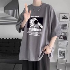 M-8XL Unisex Wide-sleeved Loose-fit T-shirt Men and Women Astronaut Printed Oversized T Shirts