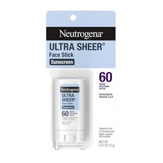 Neutrogena 울트라 시어 SPF 60 페이스 자외선 차단 스틱 방수 페이셜 민감한 피부를 위한 광범위한 스펙트럼 보호 미니 여행용 차단제 옥시벤존 프리 1.3kg, Neutrogena 울트라 시어 SPF 60 페이스 자