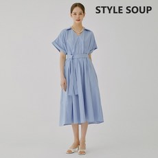 [SOUP] SOUP 오픈 칼라넥 벨티드 원피스 (SA5OPE1)