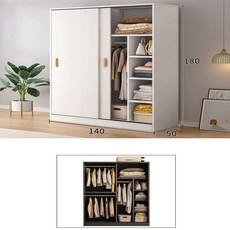 남쪽나무 3컬러 옷장 슬라이딩옷장 서랍옷장 원목옷장 120/140cm*50cm*180cm, white