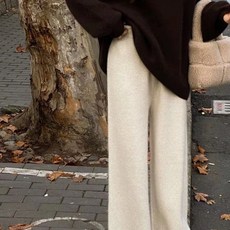 유니온 여성 개시미어 따듯한 니트 와이드 팬츠