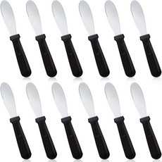 Cunno 12pcs 버터 스프레더 나이프 와이드 블레이드 스테인레스 스틸 치즈 블랙 플라스틱 핸들 슬라이싱 또는 스프레딩 식빵 크림 샌드위치 조미료 주방 9.1인치, 1개