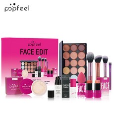 POPFEEL 올인원 메이크업 키트 아이섀도우 파우더 립글로스 리포 오일 여아용 발렌타인 데이 선물, 01 SET007A, 1개