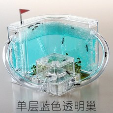 미니 개미 사육장 투명 통 개미굴 관찰 예쁜 큰 케이지 농장 고급 아크릴 집, 단층 블루 +, 1개