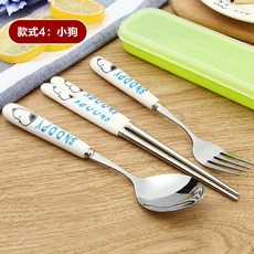 수저세트 상큼 애니메이션 스테인레스 식기 포크 젓가락 숟가락 아이디어 귀여운 휴대용 학생 3벌세트, T03-스누피(숟가락포크젓가락)도자기