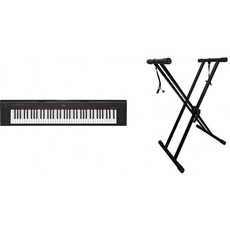 Yamaha NP32 76 키 경량 휴대용 키보드 Black &amp; RockJam Xfinity 헤비듀티 Double-X 사전 조립 잠금 스트랩이 있는 무, 단일옵션, 단일옵션