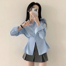 라라홀리 베이직 허리 라인 버튼 카라 긴팔 셔츠