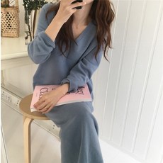 하오타오 원피스 FASHI 첫사랑 숲 이너웨어 점프슈트 여성 겨울 가을 배합 하프기장 스웨터 무릎넘어 트렌드