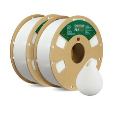  OVERTure PLA 필라멘트 1.75mm 3D 프린터 필라멘트 1kg 판지 스풀(2.2lbs) 치수 정확도 +/- 0.02mm Fit Most FDM 프린터(화이트 1, White 2-pack 