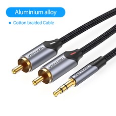 Vention-RCA 케이블 3.5mm 2RCA 분배기 RCA 잭 3.5 오디오 스마트폰 앰프 홈 시어터 AUX Vention, [03] Cotton Braided Cable, [08] 0.5m
