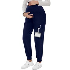 PACBREEZE 여성용 임산부 수술복 포켓 6개 작업복 임산부 조거 수술복 (네이비 스몰) 네이비, 네이비