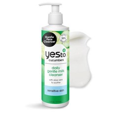 Yes To Oucumbers 수딩 젠틀 밀크 클렌저 150ml(6oz) 민감한 피부를 위한 진정 효과 콩 단백질 및 녹차, 1개, 177ml