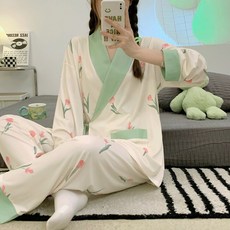 봄여름 모달 골지 임신기 산후조리 수유 잠옷 임산부 실내복 세트