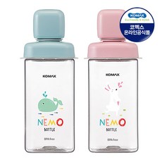 코멕스 네모물병 430ml X 2종(민트고래+핑크토끼)