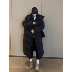 롱 패딩 여성 겨울 오버핏 화이트 오리털 점퍼 롱다운점퍼