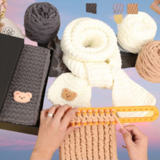 니팅룸 왕초보 목도리뜨는법 DIY 목도리키트 핸드메이드 남여 쁘띠목도리 뜨개질패키지 선물, 베이지, 1개