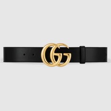 Gucci GG Marmont leather belt with shiny buckle 406831 0YA0G 1000