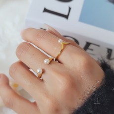 프리사이즈담수진주리본반지