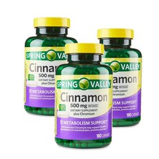 스프링밸리 시나몬 500mg 플러스 크롬 캡슐 Spring Valley Cinnamon Chromium, 3개, 180정
