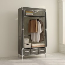 이동식 행거 철제 드레스룸 미니행거 옷행거 수납행거 조립식, 베이지