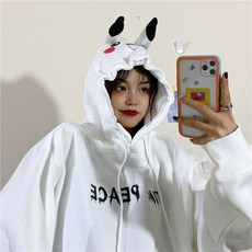 대박저렴한 루즈핏 후드티 피카츄 연명 가이 여 슈퍼 불 ins 템포 와이드 캐릭터 패션 커플룩