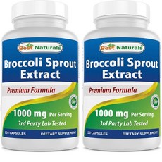 베스트 내추럴 브로콜리 새싹 추출물 1000mg 설포라판 120정 2개 Best Naturals Broccoli Sprouts Extract