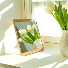 에스앤디자인 우드라인 탁상거울 접이식 사각 원목, 우드라인탁상거울/세로형
