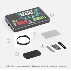 OBDHUD Q7 GPS 속도계 자동차 프로젝터 과속 경보 디지털 주행 거리계 KM MPH HUD 헤드업 디스플레이 자동차 액세서리, 1) Q7, 1개