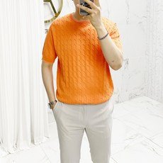 아도르클래식 케이블 꽈배기 5컬러 니트 반팔티