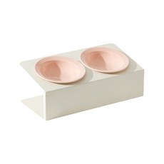 파스텔펫 반려동물 세라믹 듀얼식기 받침대, 핑크, 1개