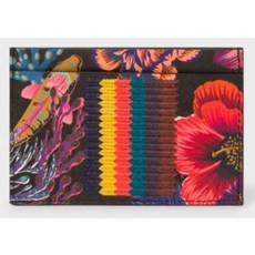 폴스미스 [Paul Smith] Men's Black 'Ocean' Print Card Holder With 'Bright Stripe' Webbing AUXC-4768-W956-79-0