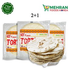 Fresh2Go Tortilla Bread (Roti) 10 Inch (12pcs) (2+1) 2304g 또띠아 10인치, 3개, 2.304kg
