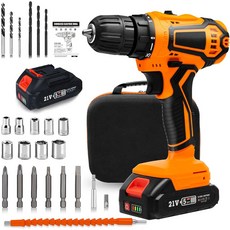 전동 드라이버 드릴 21v 1500mAh 배터리 부착(마키타 대응) 25단계 토크 조절 최대 32N.m 속도 기능 정역전, 01 배터리(1개) 부착, 1개