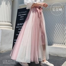도오빠 여성 쉬폰 롱스커트 발레리나 스커트 밴딩 리본 러블리 맥시 패션 데일리 캐주얼 여자스커트 치마 드레스 20대 30대 미시 청순 스타일리쉬