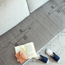소파꾸미기 여우 일러스트 방석매트 가죽쇼파커버 쇼파토퍼 맞춤쇼파패드, 4인용 카키그레이