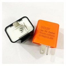 조절식 LED 점멸기 릴레이 방향 지시등 하이퍼 점멸등 12V 2 핀 오토바이 점멸기 신제품, Black, 1개