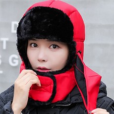 귀걸이 스키 모 실외 자전거 타기 두 꺼 운 방한 모 빨간색 M (53 - 58 CM