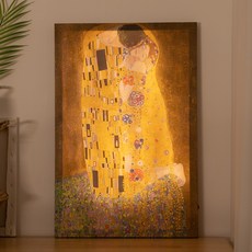 JaZoo LED 무드 조명 인테리어소품 캔버스 그림 액자 60x40cm - The Kiss 키스 by Klimt 클림트