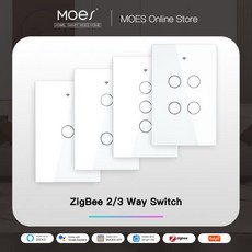 ZigBee-벽 터치 스마트 조명 스위치 중립/중립 없음 커패시터 라이프/Tuya 2/3 웨이 컨트롤 호환 알렉사 오글, 01 White_03 3-Gang_01 미국 표준, 1개