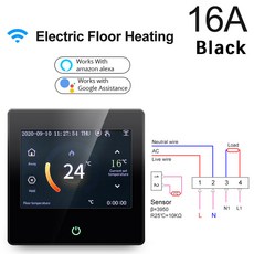 스마트 디지털 보일러 온도조절기 Tuya WiFi 온도 조절기 섭씨 화씨 LED 터치 스크린 난방 알렉사 구글 홈으로 작동, 01 WiFi ElectricHeating
