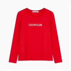 calvinklein Jean 여 J212356 695 레드 캘빈 클라인 코어 슬림핏 긴팔 티셔츠