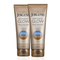 Jergens 내추럴 글로우 퍼밍 셀프 태너 바디 로션 2개입 중간 태닝된 톤용 선리스 태닝 모이스처라이저 콜라겐 엘라스틴 함유, 2개, 221ml