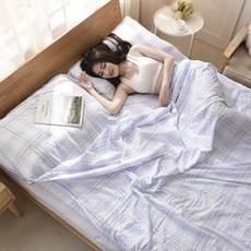 호텔 더러 운 침낭 워 싱 면 오염 방지 편리 식 여행 출장 어른 더 블 봉투 식 이불 커버 초 경 량 블 루 체크 120 cm 폭