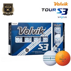 [Volvik] 볼빅 투어 S3 V-FOCUS 3피스 퍼팅라인 우레탄 골프공 12구, 12개, 12개