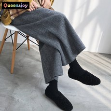 퀸앤조이 울혼방 헤링본 와이드 팬츠