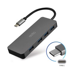  엑토 C타입 USB 3.0 4포트 멀티허브 HUB-37, 그레이 