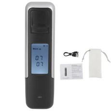 휴대용 비접촉 알코올 호흡 테스터 디지털 디스플레이 화면 USB 충전식 음주 측정기 분석기 고정밀, [02] silver, 1개