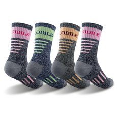 鱷魚女式乾爽運動氣墊長頸登山襪 4 件套 CD321, 粉色+綠色+橘色