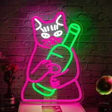 소주 네온 사인 술취한 고양이 맥주 포차 호프집 술집, 40x29.5cm, 1개