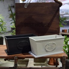 [DS] 빈티지 플라스틱화분 옆이넓은 직사각 Q30 30x15x15cm, 화이트